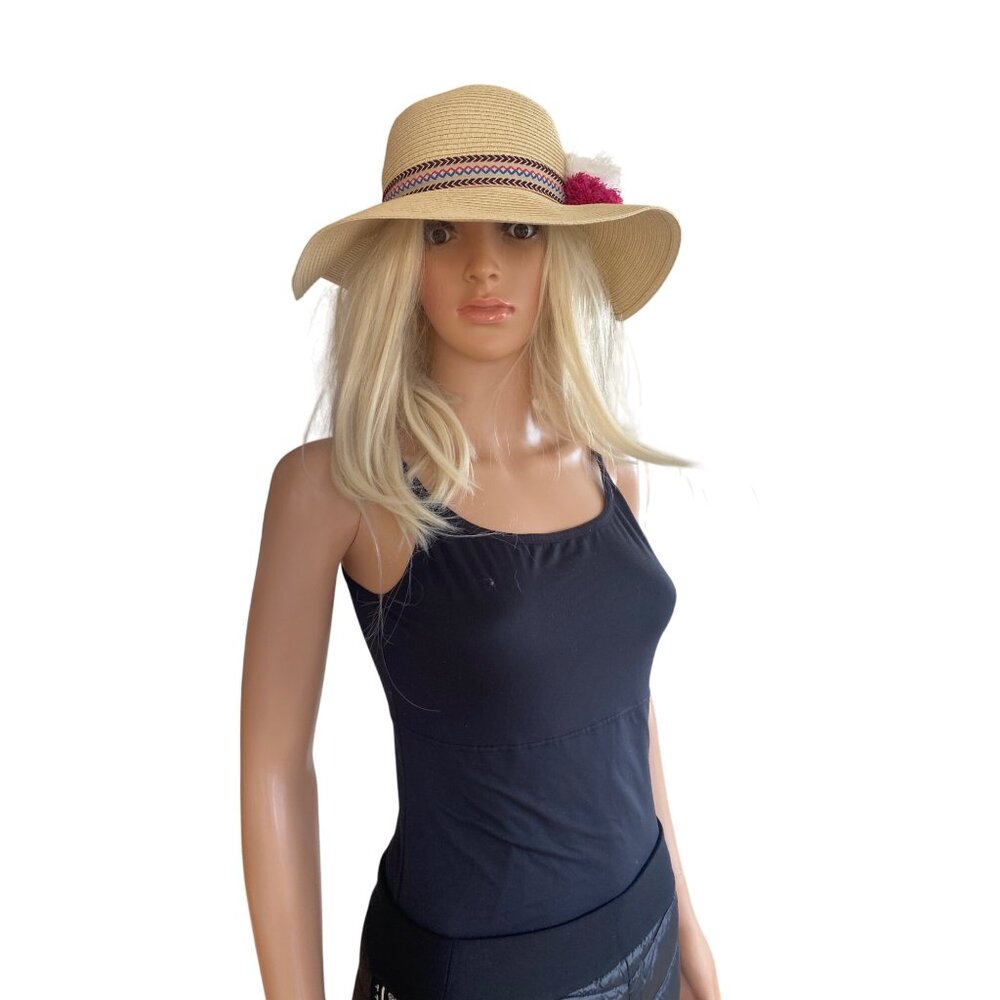 NWOT INC International Concepts Pom-Pom Floppy Hat Natural ONE SIZE - Picture 7 of 10